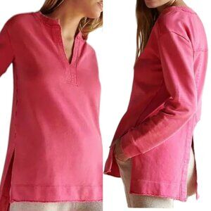 Anthropologie Pilcro Womens XXS Oversized Vintage Washed‎ Pink Split Hem Shirt
